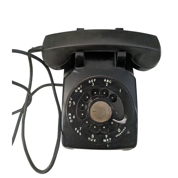 Vintage Black Rotary Dial Telephone C/D 500 3/55 with Cord - Picture 7 of 15
